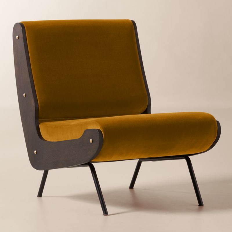 Meda Turmeric Velvet Accent Chair by Gianfranco Frattini - image 2 of 8
