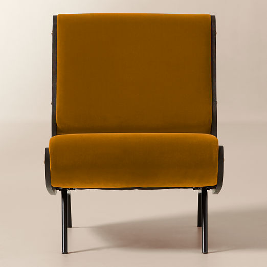 Meda Turmeric Velvet Accent Chair by Gianfranco Frattini