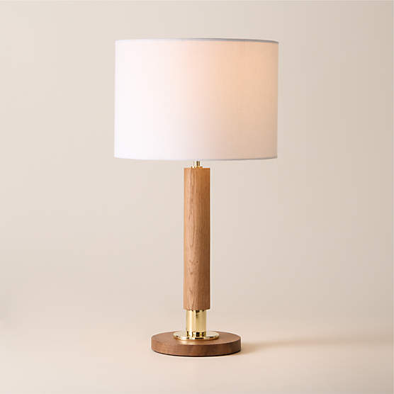 Medal Large Oak Wood Table Lamp
