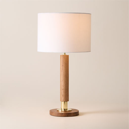 Medal Large Oak Wood Table Lamp