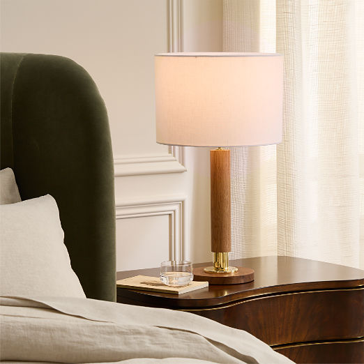 Medal Large Oak Wood Table Lamp