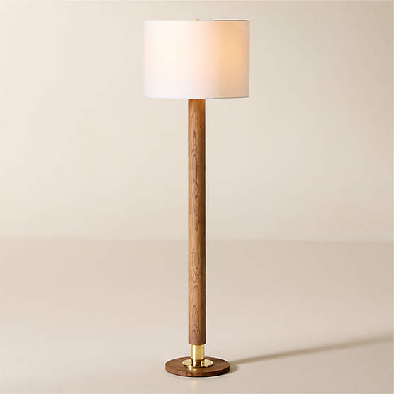 Medal Oak Wood Floor Lamp