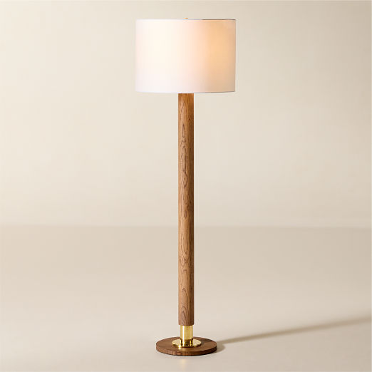 Medal Oak Wood Floor Lamp
