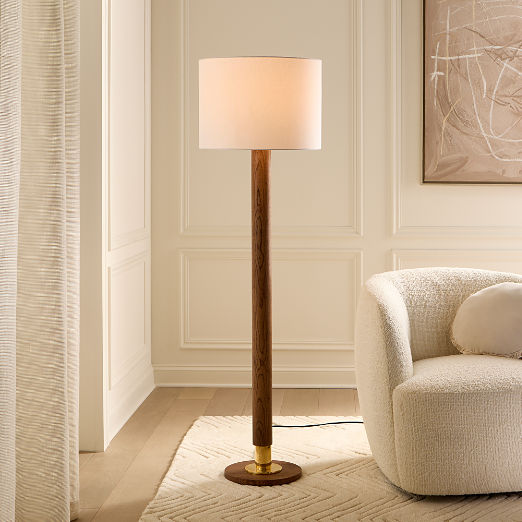 Medal Oak Wood Floor Lamp