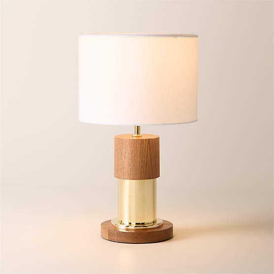 Medal Small Oak Wood Table Lamp