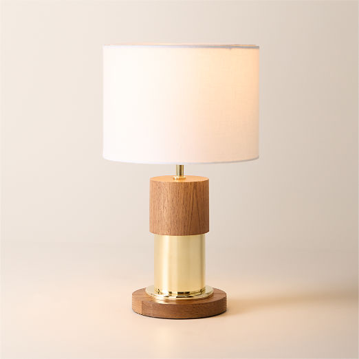 Medal Small Oak Wood Table Lamp