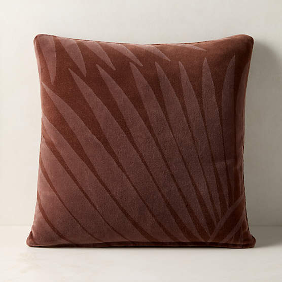 Medici Dark Mauve Cotton Velvet Throw Pillow with Down-Alternative Insert 20"x20"