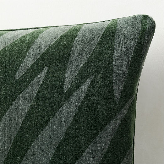 Medici Smoked Green Cotton Velvet Throw Pillow 20"x20"