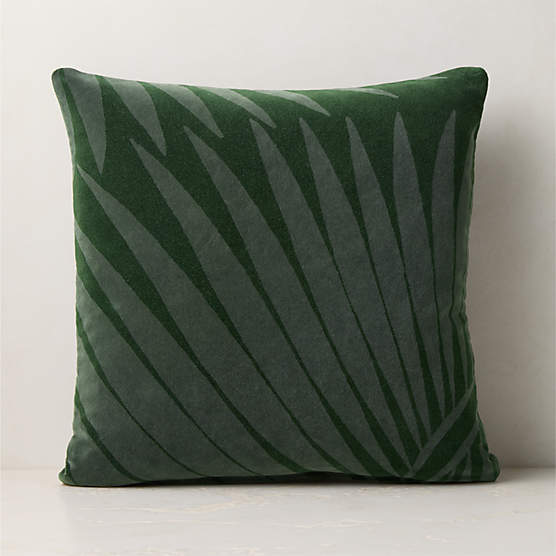 Medici Smoked Green Cotton Velvet Throw Pillow Cover 20"x20"