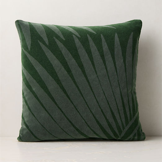 Medici Smoked Green Cotton Velvet Throw Pillow 20"x20"