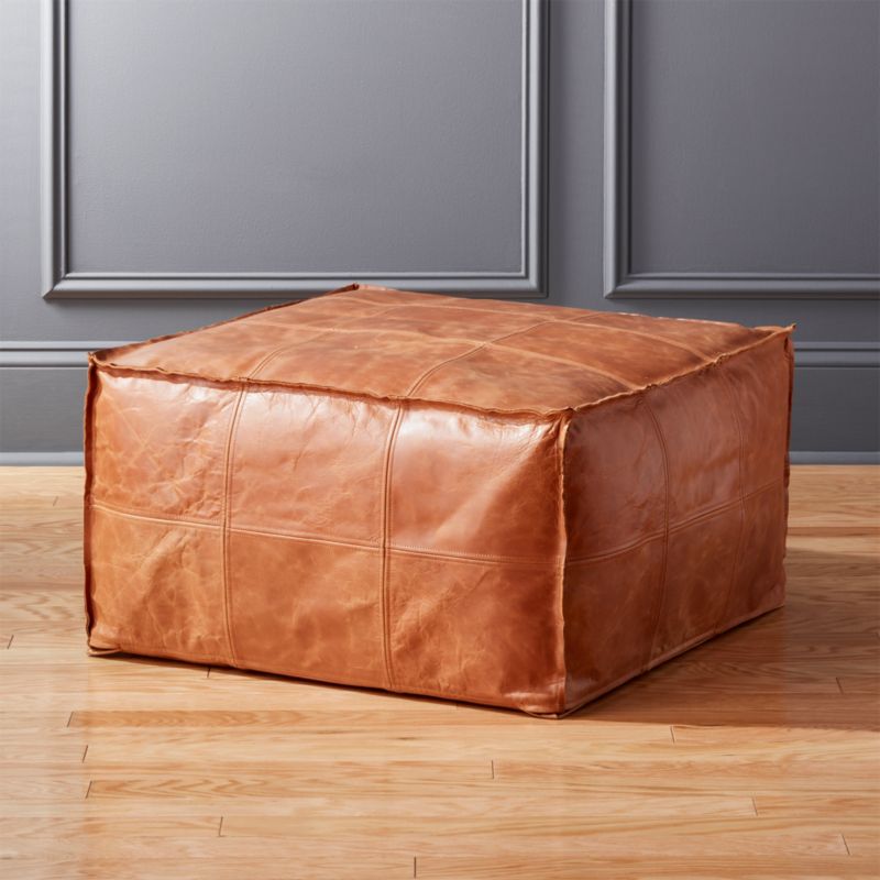 Leather Ottomans Cb2 Medium Square Leather Ottoman Pouf