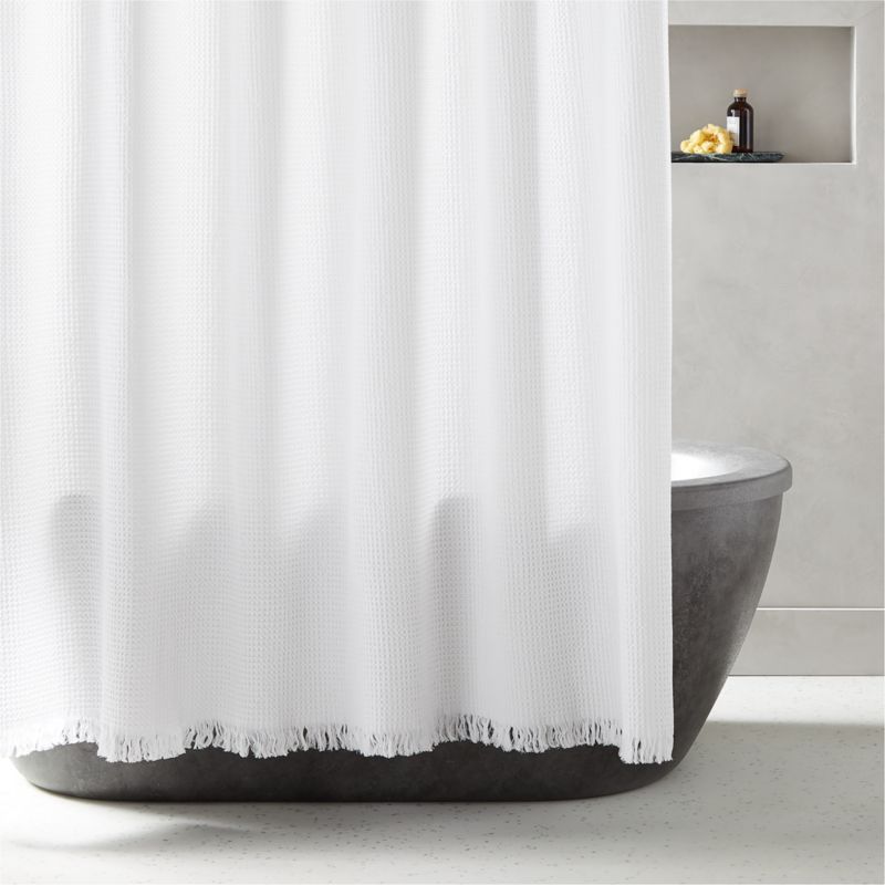 View Meilan White Waffle Shower Curtain 72" details