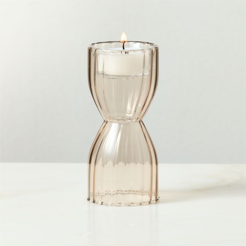View Melina Taupe Glass Tealight Candle Holder Large details