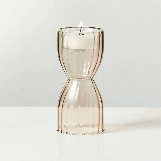 Melina Taupe Glass Tealight Candle Holder Large