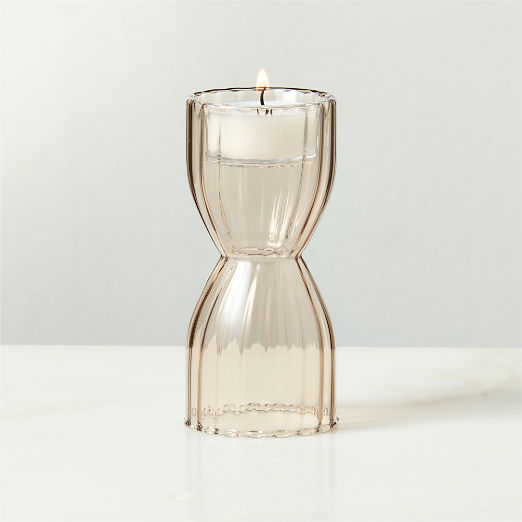 Melina Taupe Glass Tealight Candle Holder Large