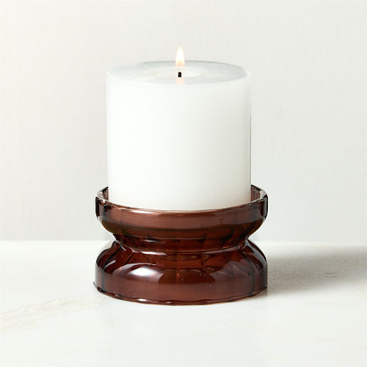 Melina Brown Glass Pillar Candle Holder Small