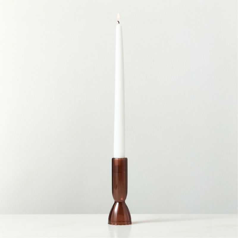 View Melina Brown Glass Taper Candle Holder Large details