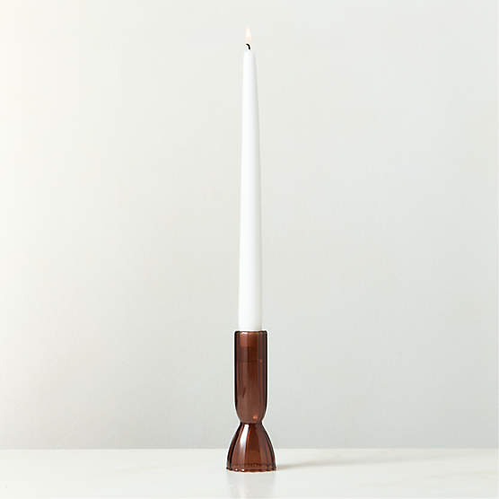 Melina Brown Glass Taper Candle Holder Large
