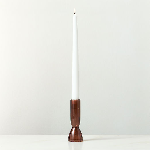 Melina Brown Glass Taper Candle Holder Large
