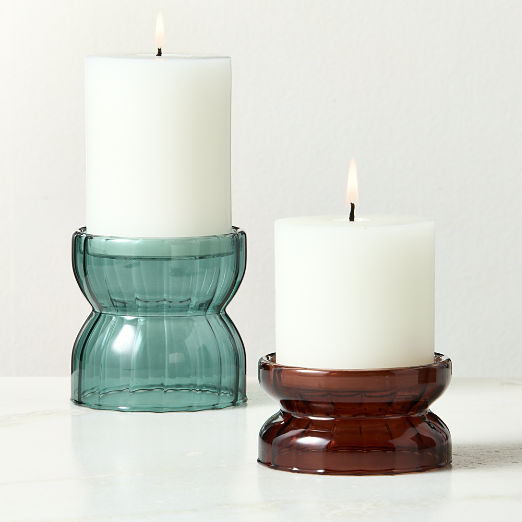 Melina Glass Pillar Candle Holders