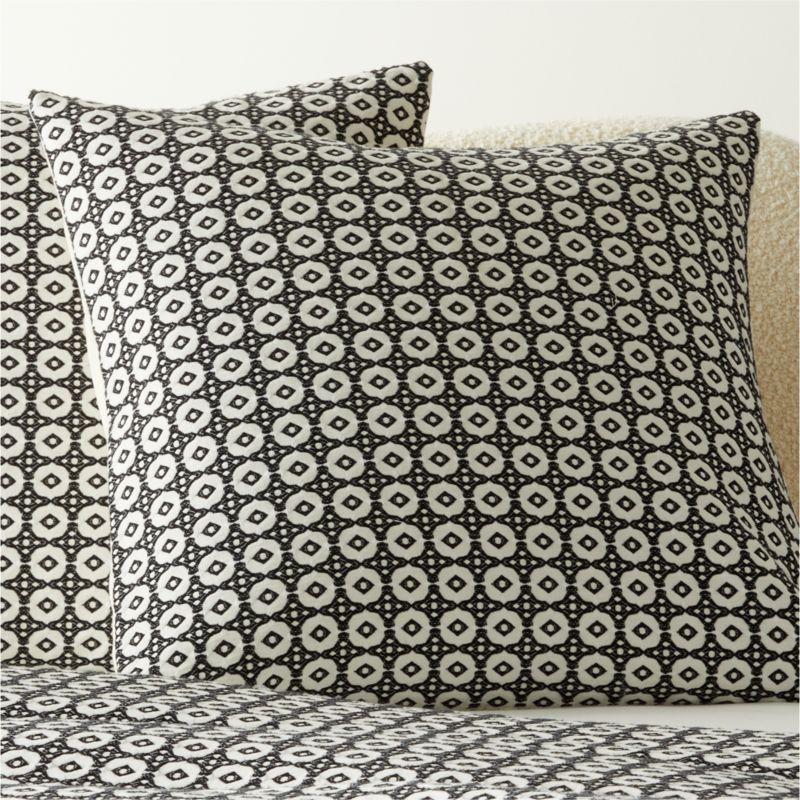 Melina Organic Cotton Black and Warm White Euro Pillow Shams Set of 2 - image 0 of 6