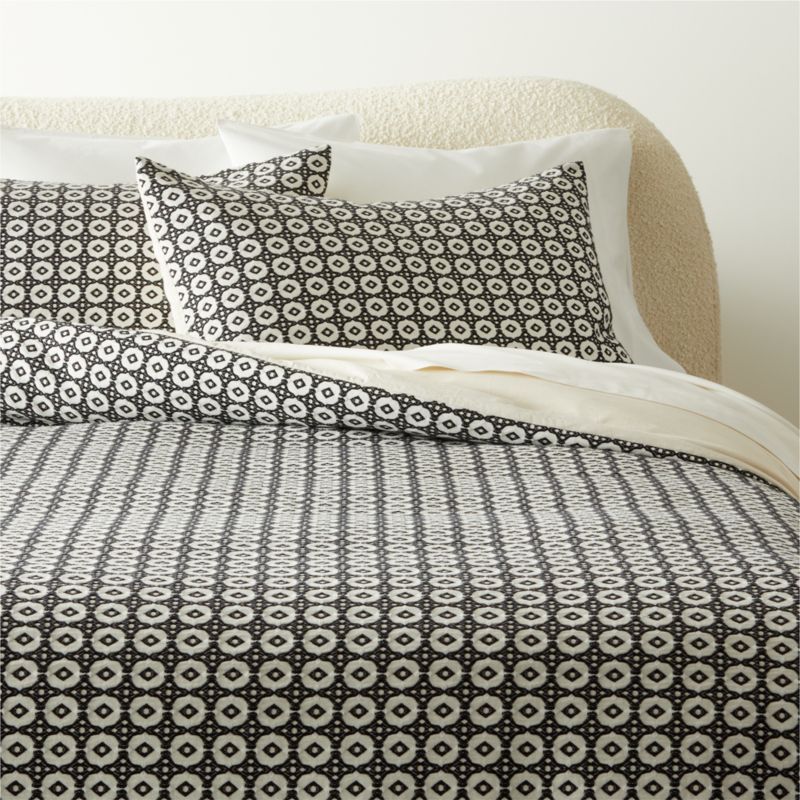 View Melina Organic Cotton Black and Warm White Full/Queen Duvet Cover details
