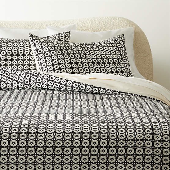 Melina Organic Cotton Black and Warm White Full/Queen Duvet Cover