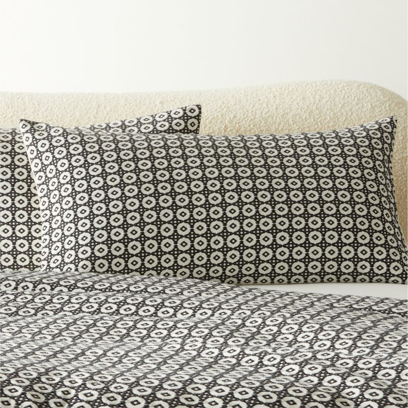 View Melina Organic Cotton Black and Warm White King Pillow Shams Set of 2 details