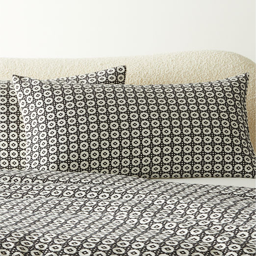 Melina Organic Cotton Black and Warm White King Pillow Shams Set of 2