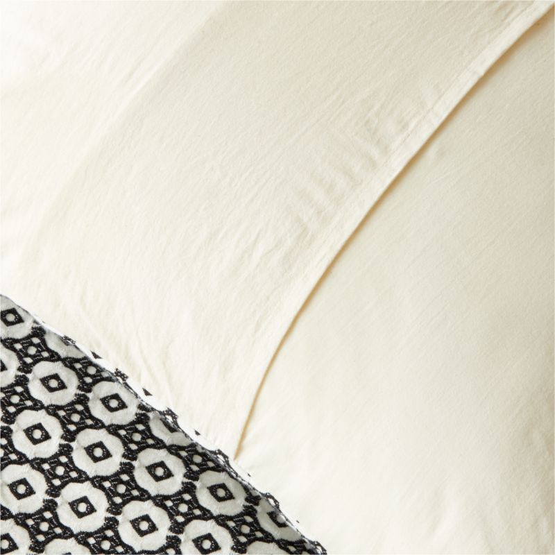 Melina Organic Cotton Black and Warm White Euro Pillow Shams Set of 2 - image 2 of 6