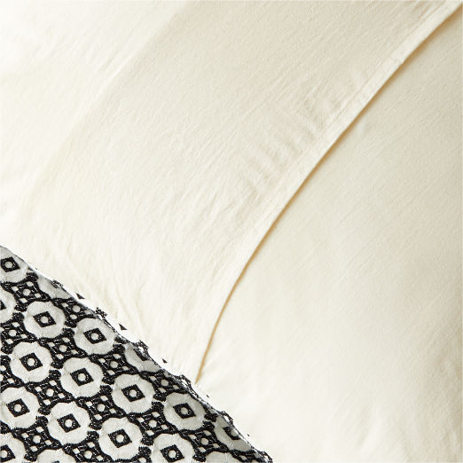 Melina Organic Cotton Black and Warm White Standard Pillow Shams Set of 2