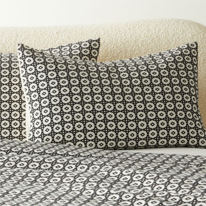 View Melina Organic Cotton Black and Warm White Standard Pillow Shams Set of 2 details