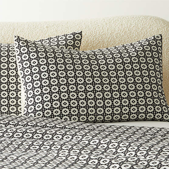 Melina Organic Cotton Black and Warm White Standard Pillow Shams Set of 2