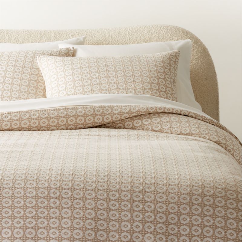 View Melina Organic Cotton Natural and Warm White Full/Queen Duvet Cover details