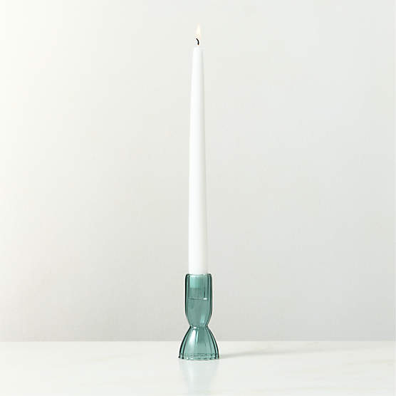Melina Teal Glass Taper Candle Holder Medium