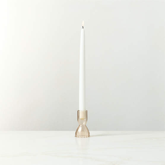 Melina Taupe Glass Taper Candle Holder Small
