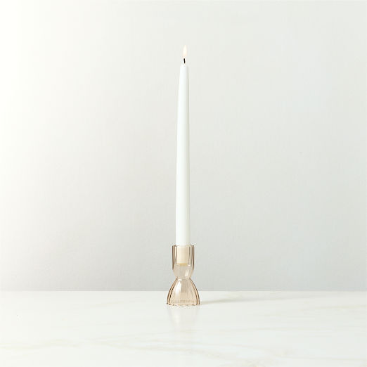 Melina Taupe Glass Taper Candle Holder Small