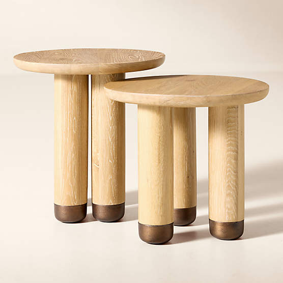 Melrose 2-Piece Oak Side Table Set