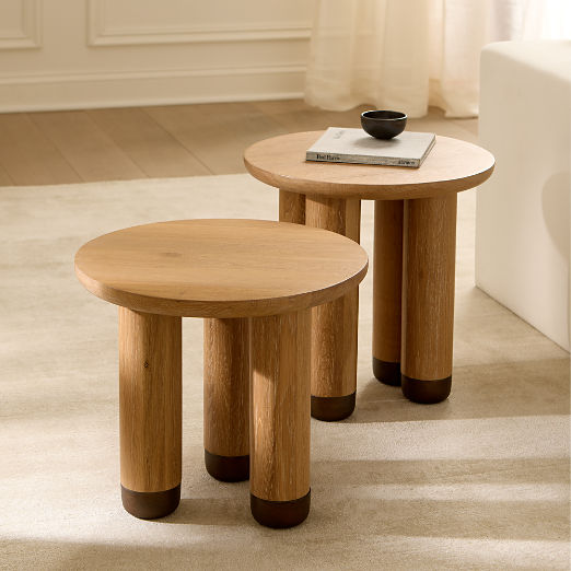 Melrose 2-Piece Oak Side Table Set
