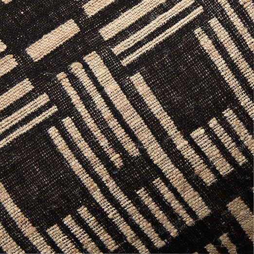 Melrose Black with Sand Woven Jacquard Wool and Silk Lumbar Pillow 48"x12"