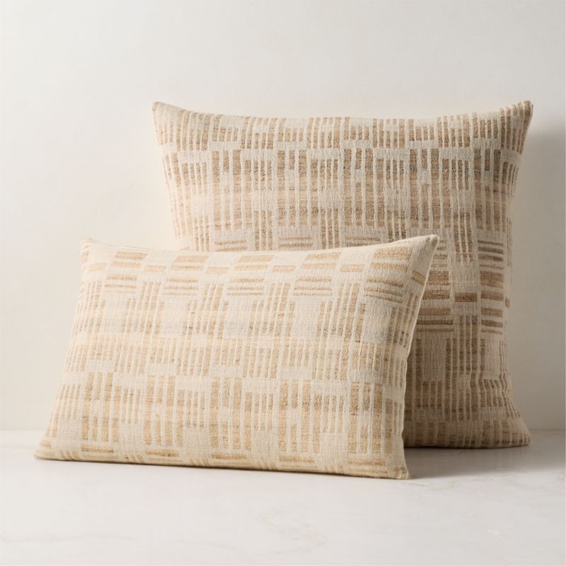 Melrose Sand With Warm White Jacquard Wool And Silk Lumbar Pillow With Down-Alternative Insert 22"x15" - image 4 of 6