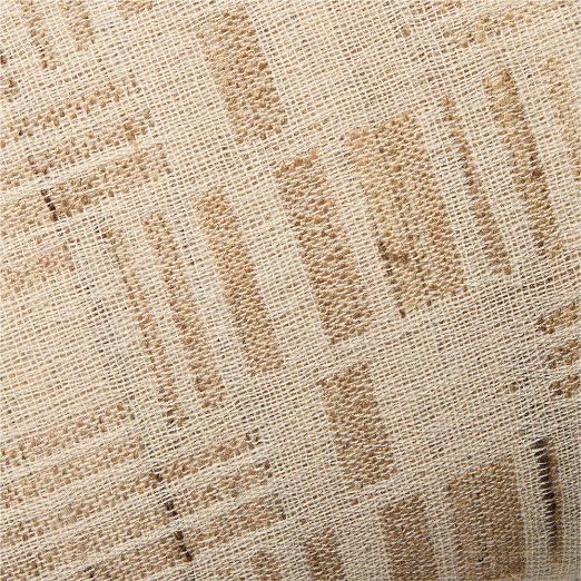 Melrose Sand with Warm White Jacquard Wool and Silk Throw Pillow with Feather-Down Insert 23"x23"