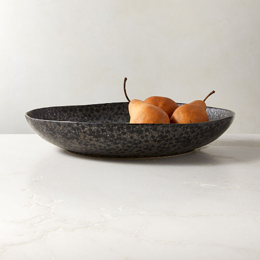 Hyacinth Black Serving Bowl with Reactive Glaze