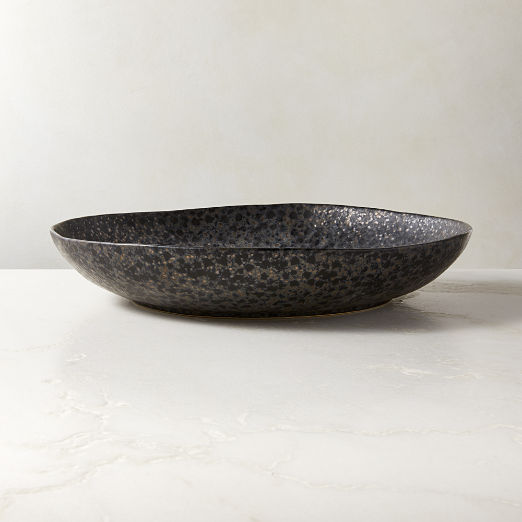 Hyacinth Black Serving Bowl with Reactive Glaze