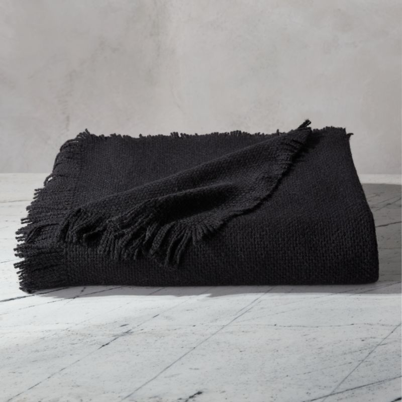 View Merino Black Wool Throw Blanket details