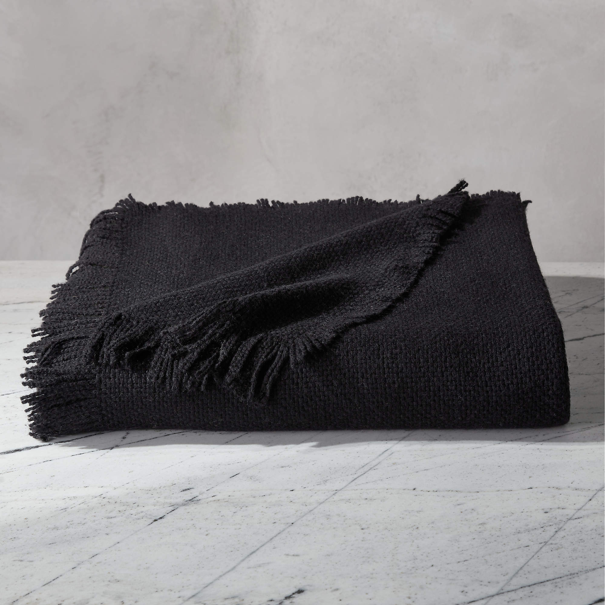 Merino Black Wool Throw Blanket CB2 Canada