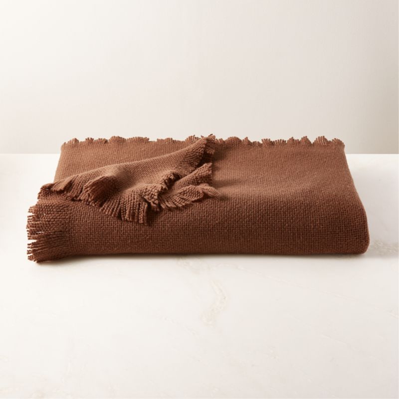 View Merino Chestnut Brown Wool Throw Blanket details