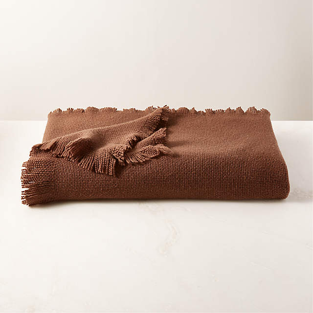 Merino Chestnut Brown Wool Throw Blanket + Reviews | CB2 Canada