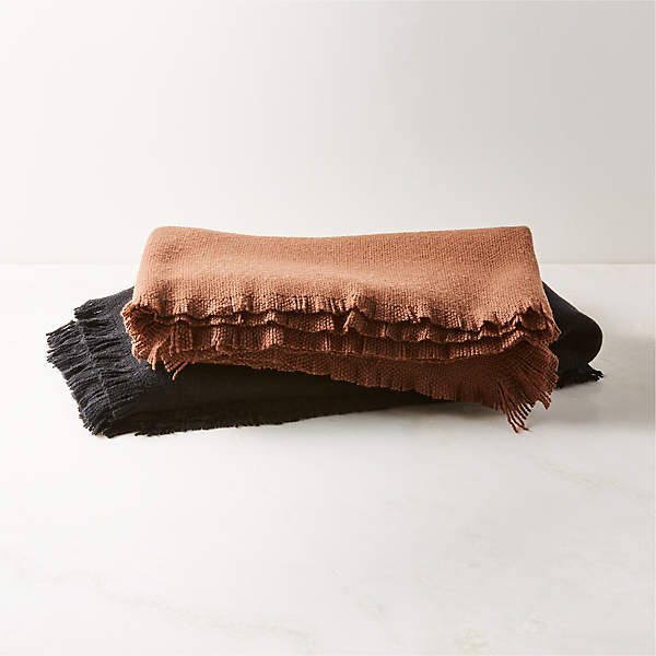 Merino Chestnut Brown Wool Throw Blanket + Reviews | CB2 Canada