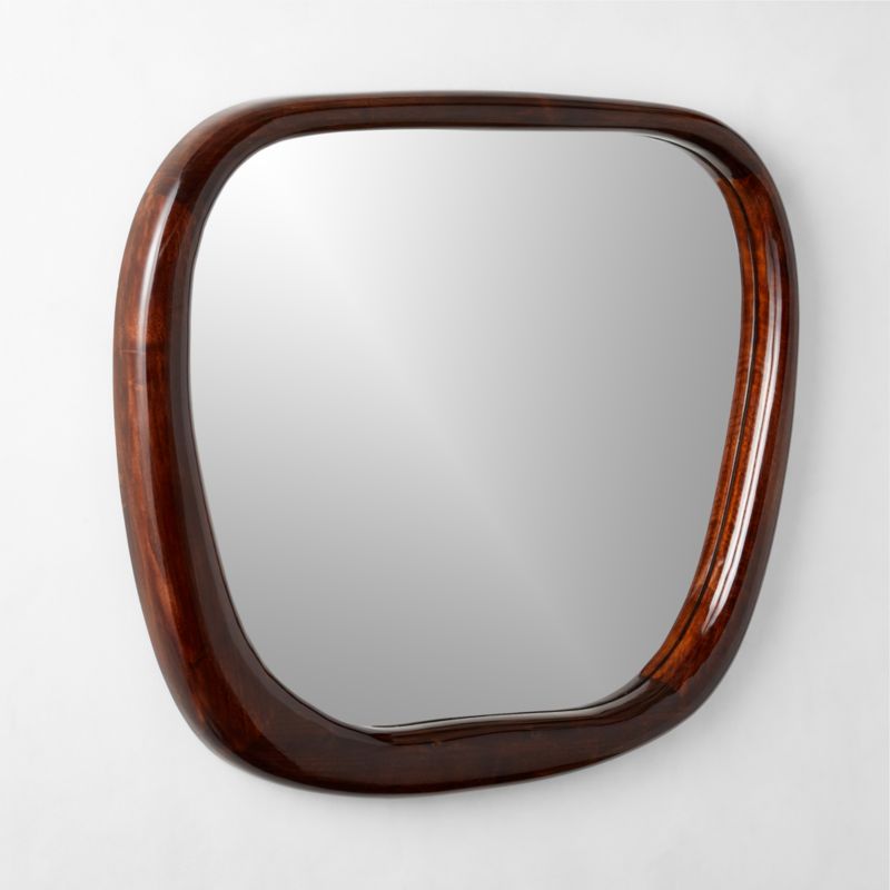 Meriti Polished Walnut Wood Wall Mirror 30''x32'' - image 3 of 8